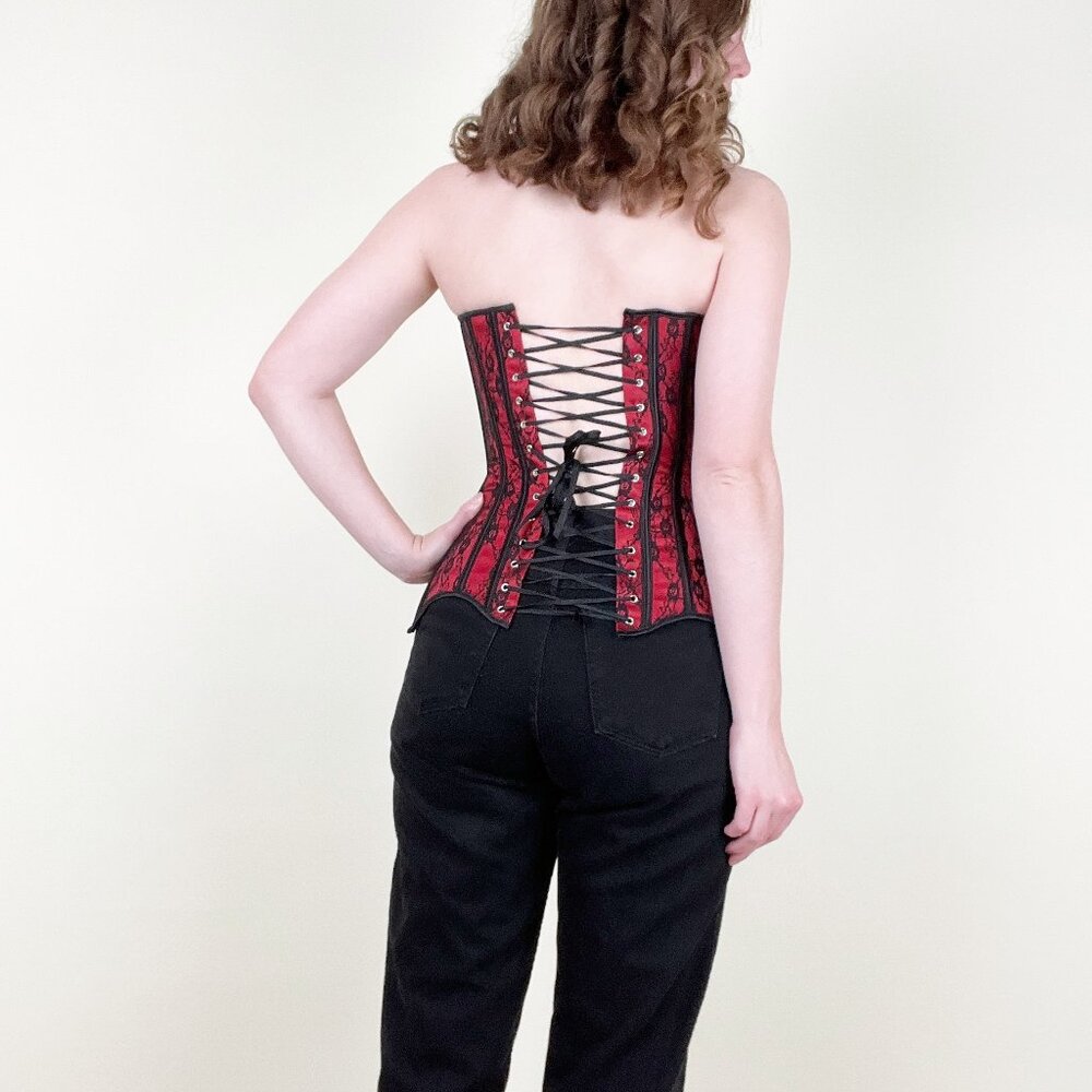 Vintage Coquette Corset Lace Up Tie Whimsigoth Romantic Sexy Lingerie Top Blouse - Picture 3 of 9